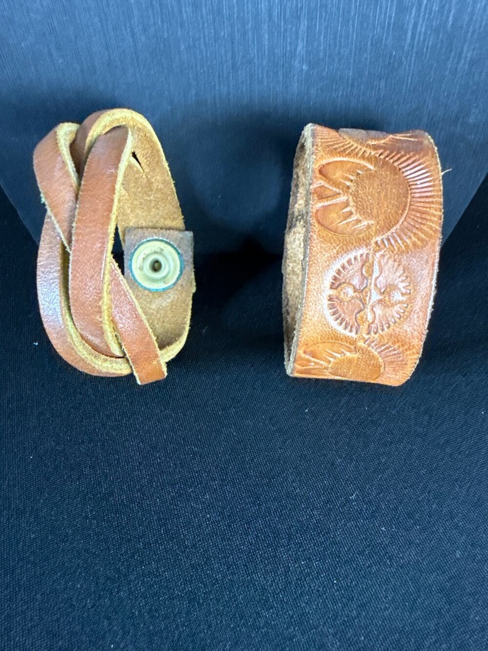Vintage 1970 Leather Snap Bracelets